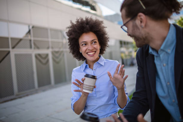 istock Two business people on their way to work 1269899806