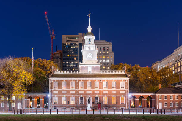 Independence Hall, Philadelphia, Pennsylvania Philadelphia, Pennsylvania, USA at Independence Hall during the evening. independence hall stock pictures, royalty-free photos & images