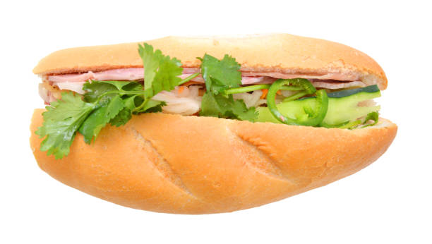 istock Closeup of sandwiches isolated on white background 1269904608