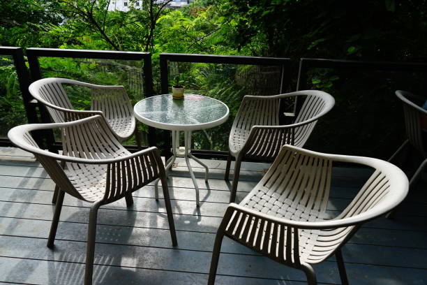 istock Outdoor terrace with blurry nature view 1269908525