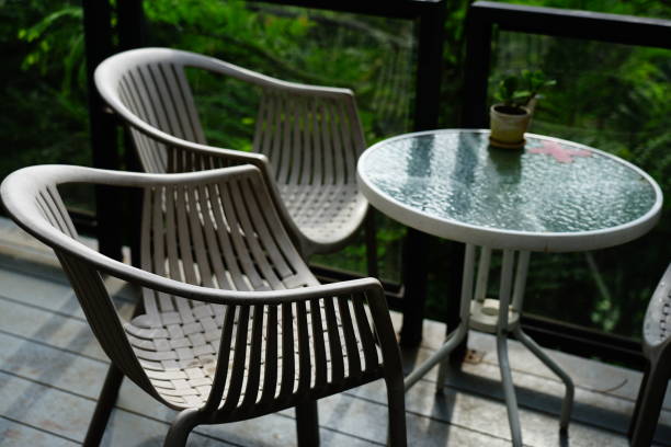 istock Outdoor terrace with blurry nature view 1269908578