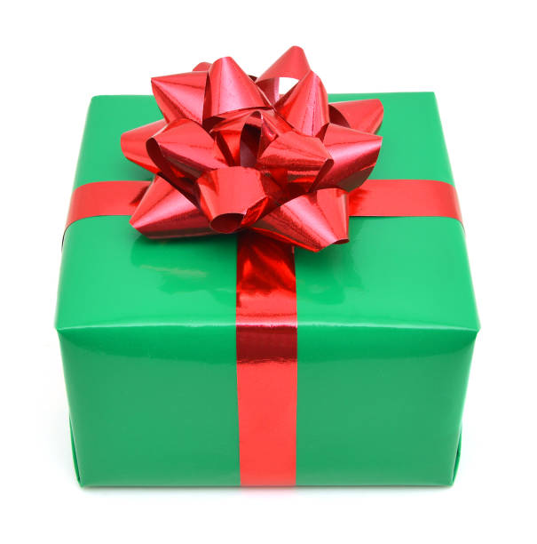 istock A green gift with a red ribbon and a bow 1269909213
