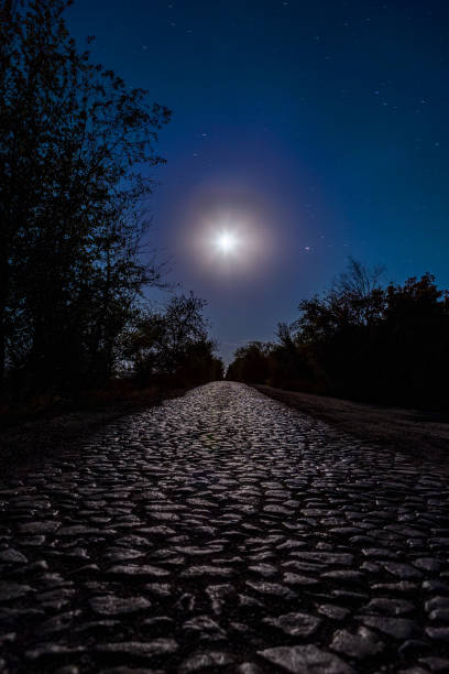 Deserted Street Lamp at Night