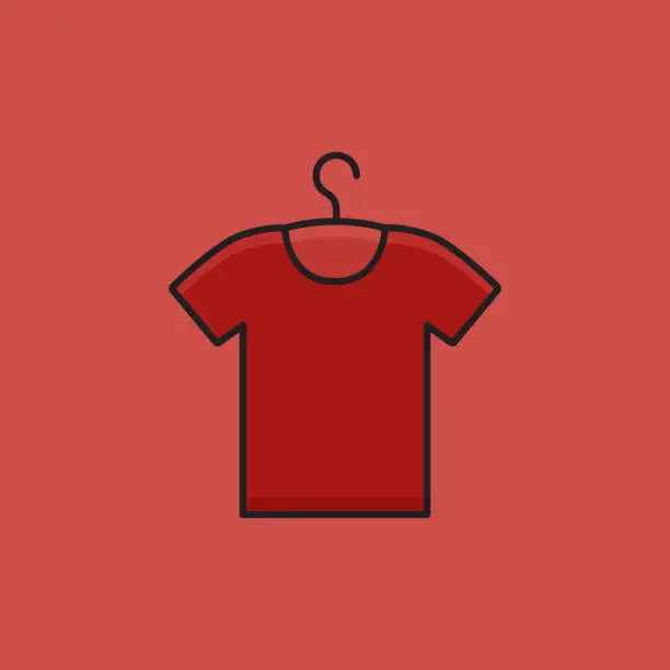 Vector illustration of Flat Line Design Style T-Shirt Icon, Outline Symbol Vector Illustration