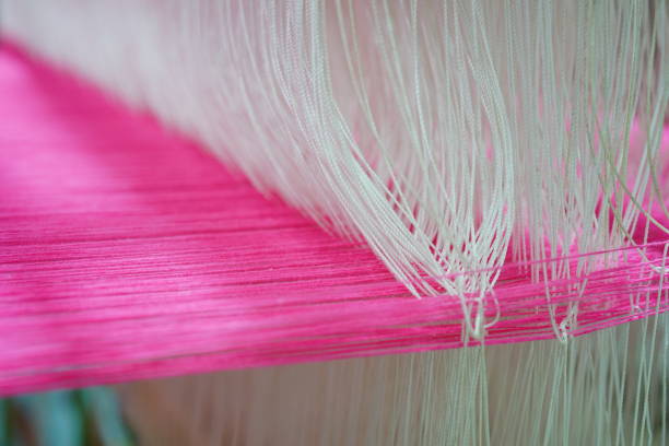 Cotton thread on weaver machine. Thai cotton handmade.