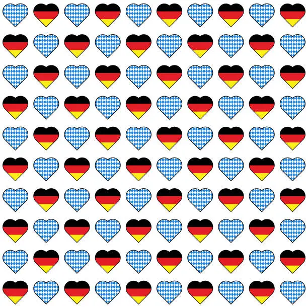 Vector illustration of Beer Fest hearts with flags seamless pattern