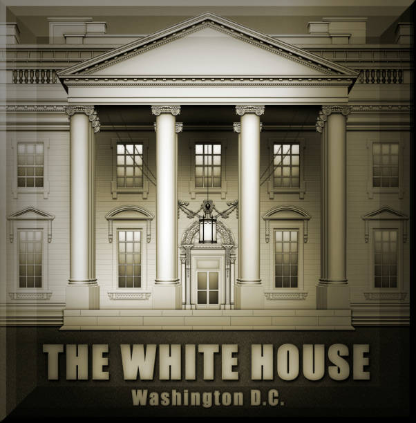 istock North View of the White House in Beveled Square Frame – 3D Illustration 1269919726