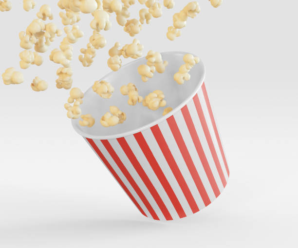 istock 3D Illustration. Popcorn in red white striped bucket. 1269922458