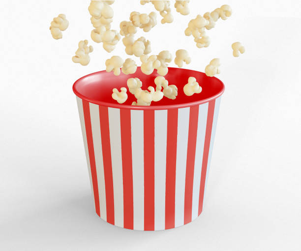 istock 3D Illustration. Popcorn in red white striped bucket. 1269922466