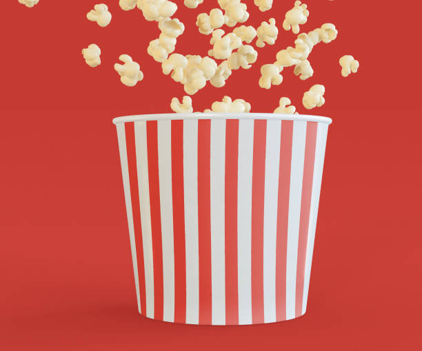 istock 3D Illustration. Popcorn in red white striped bucket. 1269922470