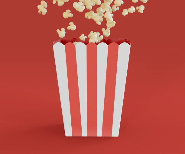istock 3D Illustration. Popcorn in red white striped bucket. 1269922473