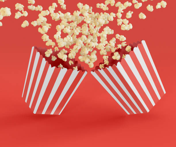 istock 3D Illustration. Popcorn in red white striped buckets. 1269922482