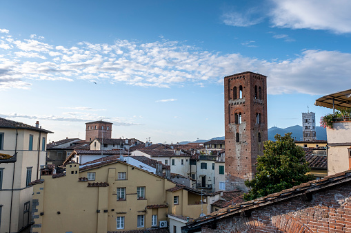 Panoramic sight in Lucca, with the Duomo of San Martino. Tuscany, Italy.