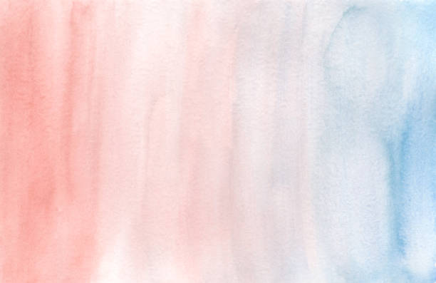 부드러운 빛 그라데이션 블루와 산호 수채화 - coral pink abstract paint stock illustrations