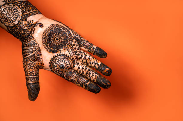 istock Human hand decorated with henna tattoo 1269932154
