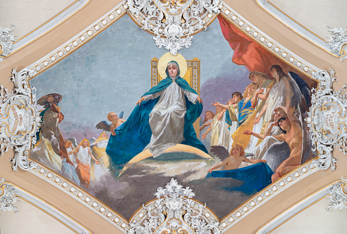 Catania - The fresco of Immaculate Conception in church Basilica Maria Santissima dell'Elemosina by Giuseppe Sciuti (1896).