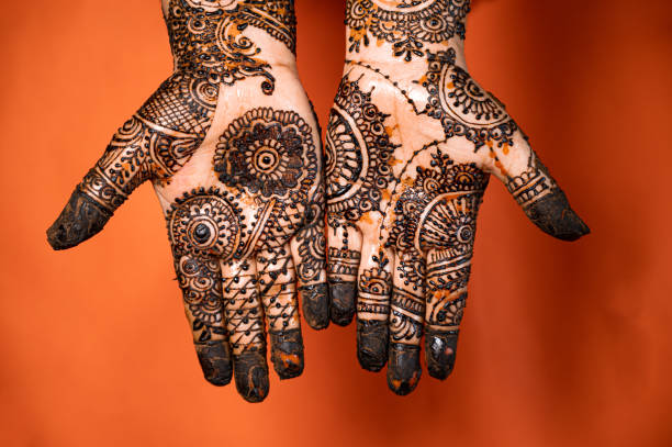 istock Human hand decorated with henna tattoo 1269932721