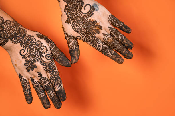 istock Human hand decorated with henna tattoo 1269932752