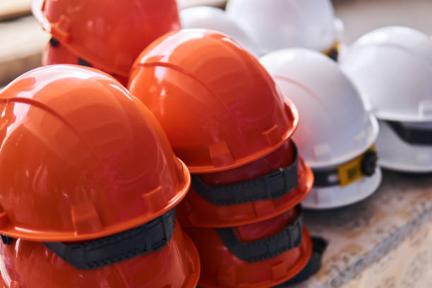 istock new industrial helmets close up 1269932808