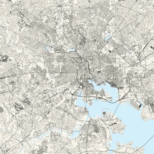 Vector illustration of Baltimore, Maryland, USA Vector Map