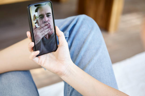 istock Woman having video call with her boyfriend 1269938486