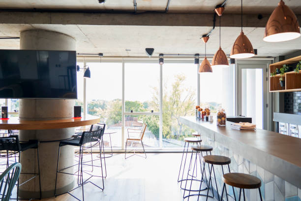 istock Interior view of modern office canteen 1269940088