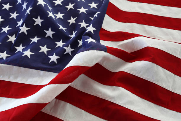 Rippled USA flag stock photo