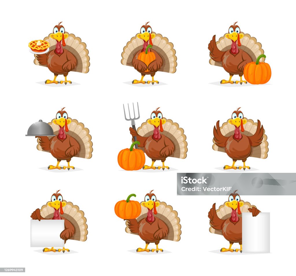 Happy Thanksgiving Day Funny Turkey Bird Stock Illustration - Download  Image Now - Turkey - Bird, Thanksgiving - Holiday, Vector - iStock