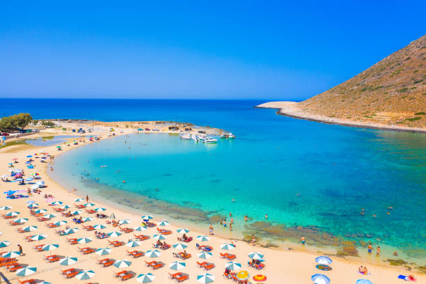 Amazing sandy beach of Stavros in a scenic lagoon, Chania, Crete, Greece. Amazing sandy beach of Stavros in a scenic lagoon, Chania, Crete, Greece. crete stock pictures, royalty-free photos & images