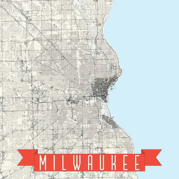 Vector illustration of Milwaukee, Wisconsin, USA Vector Map