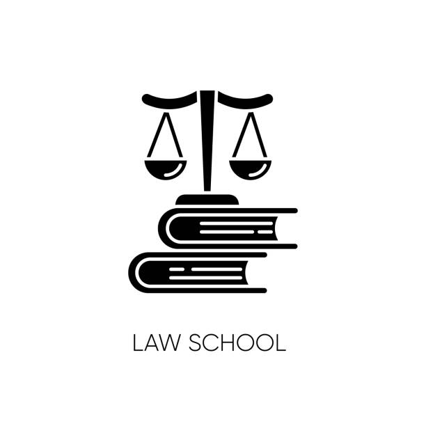 ilustrações, clipart, desenhos animados e ícones de o ícone do glifo negro da faculdade de direito - law school