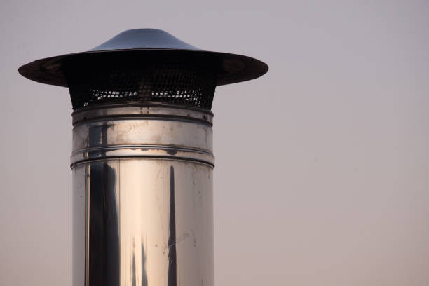 istock Stainless steel roof fireplace 1269948320