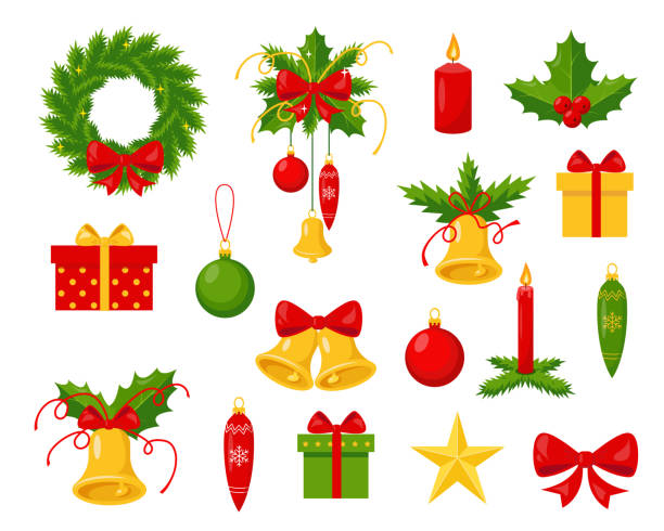 クリスマスの休日の装飾のコレクション - christmas candle wreath backgrounds点のイラスト素材／クリップアート素材／マンガ素材／アイコン素材