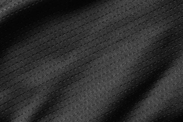 tissu de sport noir tissu maillot de football jersey de fermeture vers le haut - jersey en matière textile photos et images de collection