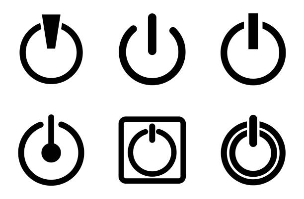 아이콘 설정 해제 전원 - 벡터 일러스트레이션 - icon set turning on or off film reel movie camera stock illustrations