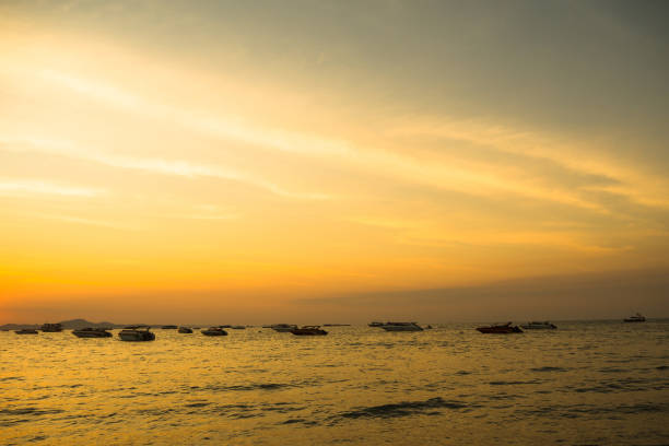 istock Sunset over the sea and colorful blue sky evening on twilight. 1269967049