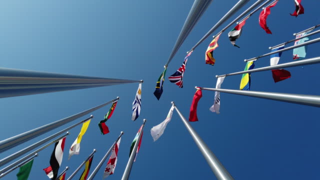 Multinational flags flying