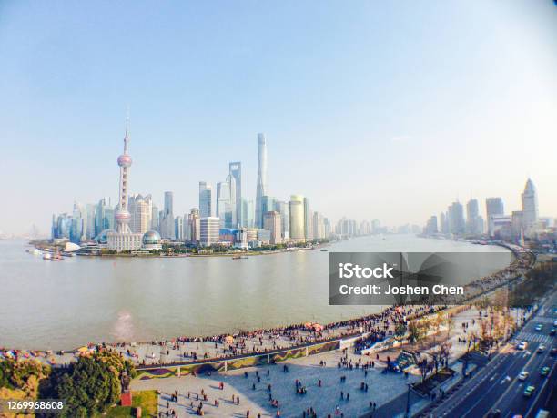 The Bund Stock Photo - Download Image Now - Shanghai, The Bund, Aerial View