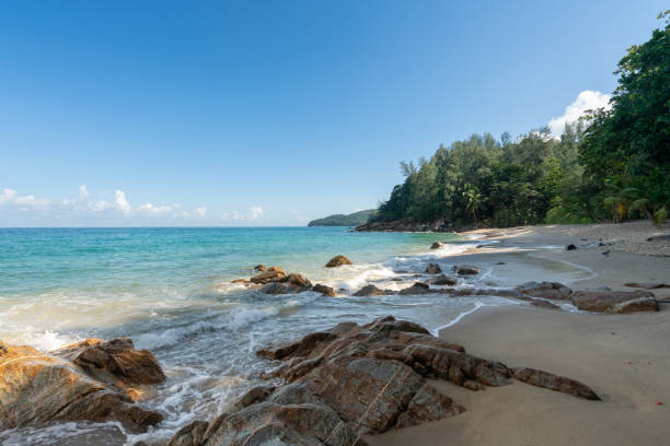istock Summer  beach Ocean view with blue sky , white sand  and wave .background 1269970448
