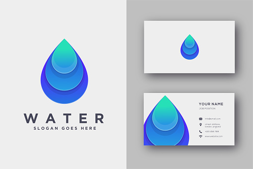Abstract geometric water vector icon and business card