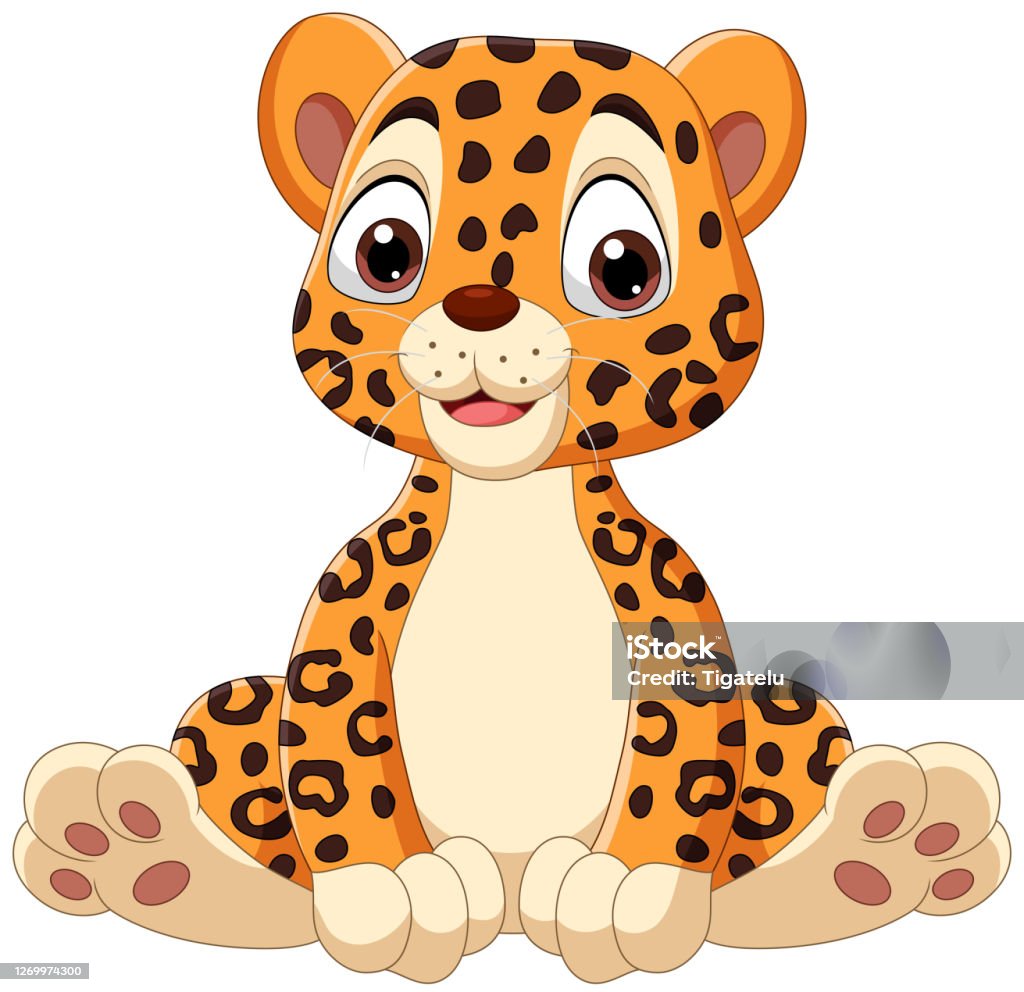 Cute Baby Leopard Cartoon Sitting Stock Illustration - Download Image Now -  Cute, Leopard, Cheerful - iStock