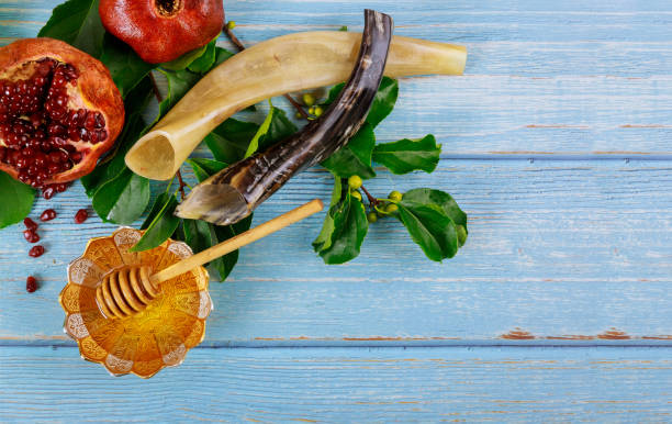 Background with traditional food for Yom Kippur.