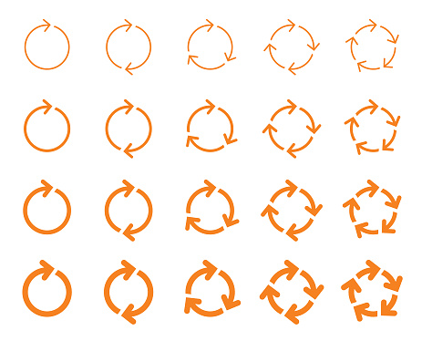 Set of vector arrows, circular design elements