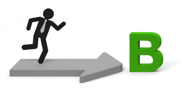 istock The letter B. Three-dimensional arrow. Businessman running. Select B course. 1269992551