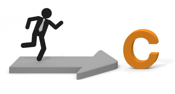 istock The letter C. Three-dimensional arrow. Businessman running. Select C course. 1269992555