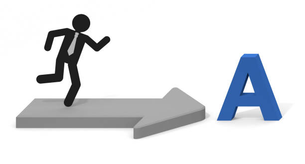 istock The letter A. Three-dimensional arrow. Businessman running. Select A course. 1269992564