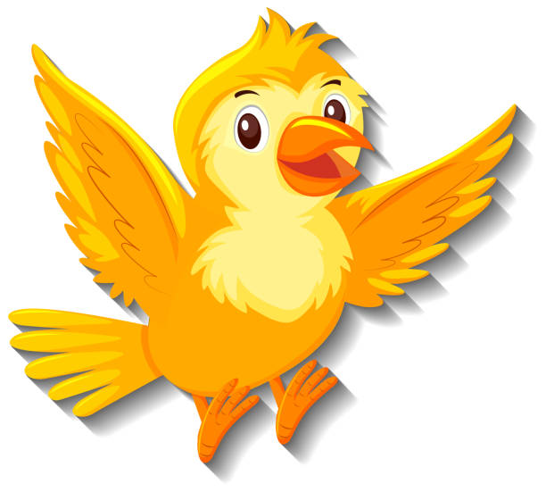 Cute Yellow Bird Cartoon Character Stock Illustration - Download Image Now  - Animal, Art, Backgrounds - iStock