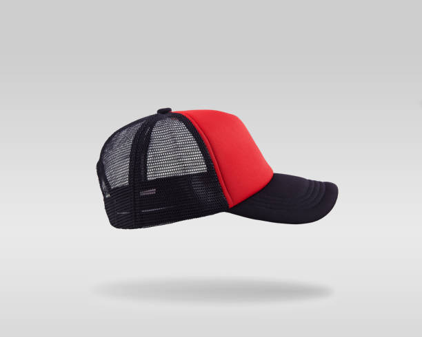 istock Red and black baseball cap isolated on white background. 1269994618