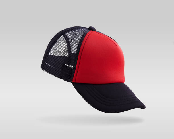 istock Red and black baseball cap isolated on white background. 1269994641
