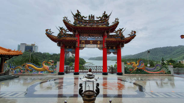 Gate to Sun-Moon-Lake stock photo